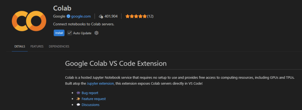 vscode colab 연동 확장