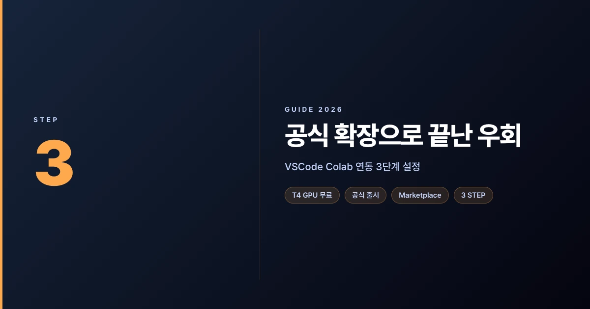 공식 확장으로 3단계까지 단순화된 VSCode Colab 연동