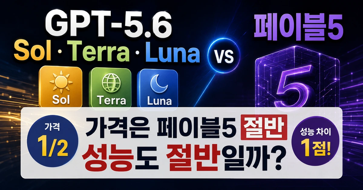 GPT-5.6 Sol Terra Luna 차이와 페이블5 가격 비교를 정리한 썸네일